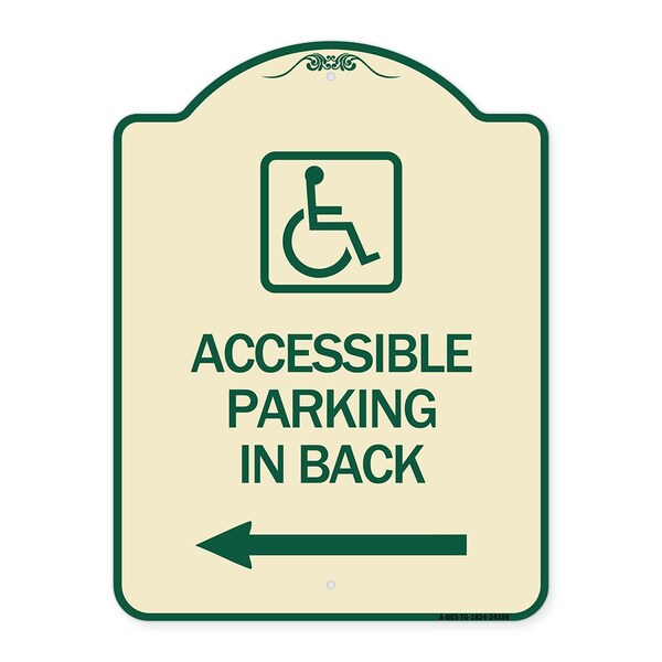 Accessible Parking on Left Arrow W/ Graphic Heavy-Gauge Aluminum Sign, 24" x 18", TG-1824-24356